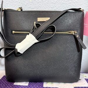 kate spade Black Crossbody with Front Zip and Gold Hardware